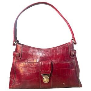 Liz Claiborne Red Croc-Embossed Shoulder Bag